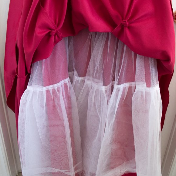 BLONDIE NITES Red Prom Ball Dress Gown Strapless Beads Mesh Large sz 17 - Picture 6 of 7